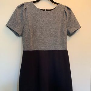 Loft gray and black puff sleeve dress